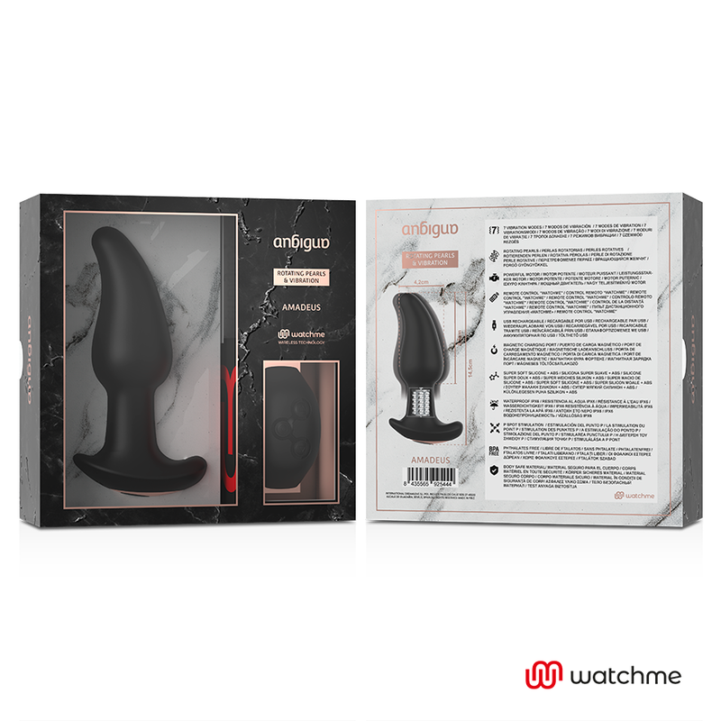 Plug anale Watchme remote control vibratore con rotazione di perle di Amadeus di Anbiguo, immagine 6