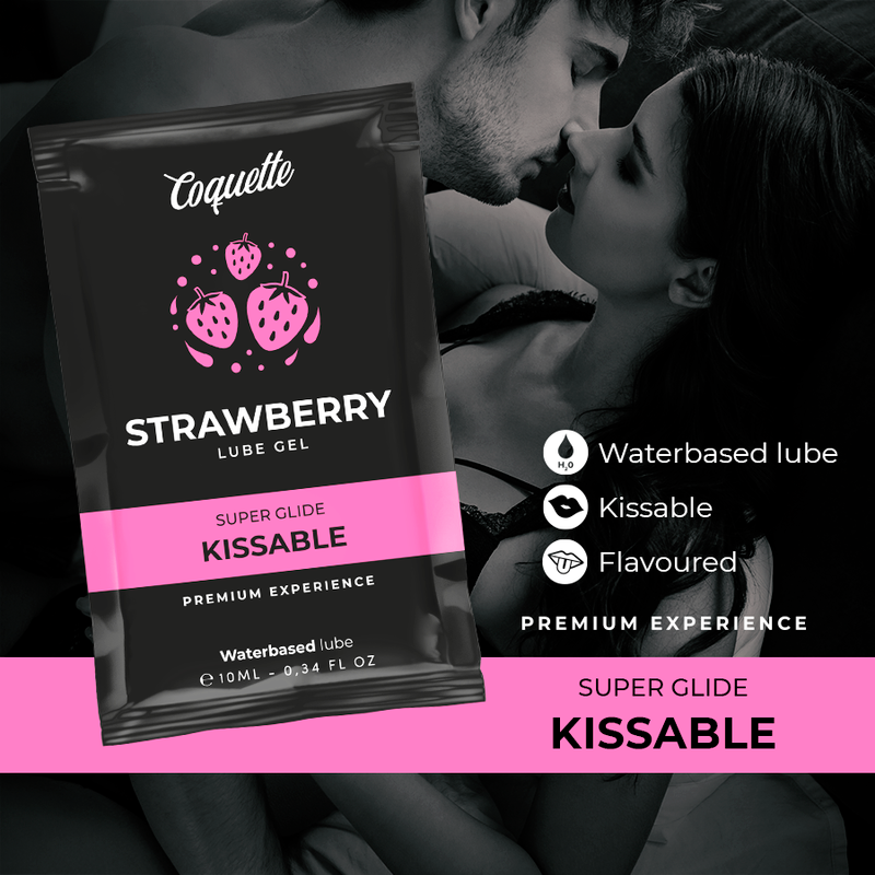 Lubrificante kissable a base acqua di fragola pocket 10 ml di Coquette Chic Desire, immagine 3