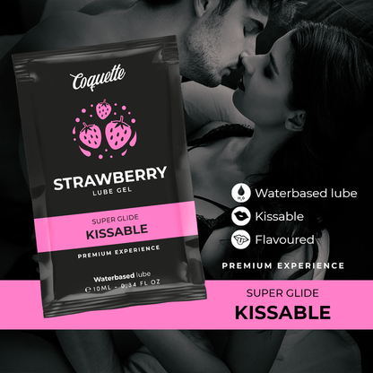 Lubrificante kissable a base acqua di fragola pocket 10 ml di Coquette Chic Desire, immagine 3