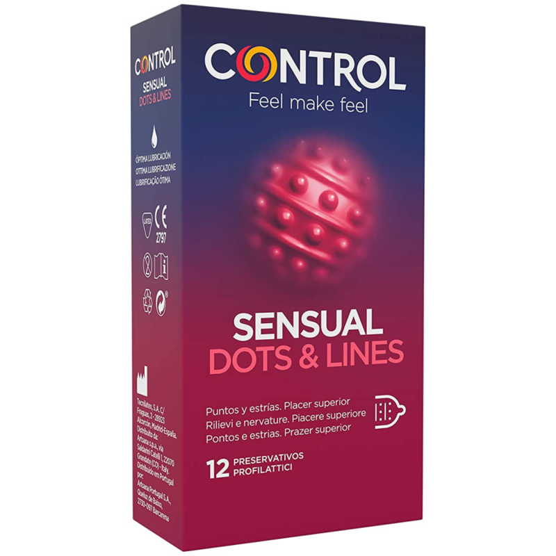Preservativi punti e linee sensuali punti e smagliature 12 unità di Control