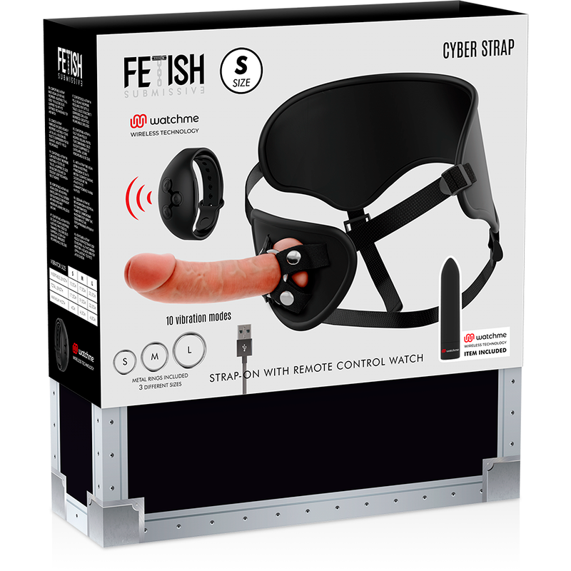Imbragatura con dildo e telecomando bullet tecnologia watchme S di Fetish Submissive Cyber Strap, immagine 15