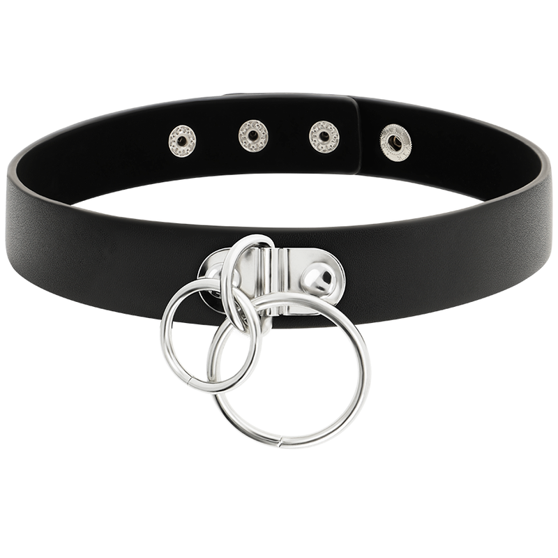 Accessorio sexy girocollo in pelle vegana con doppio anello di Coquette Chic Desire, immagine 3