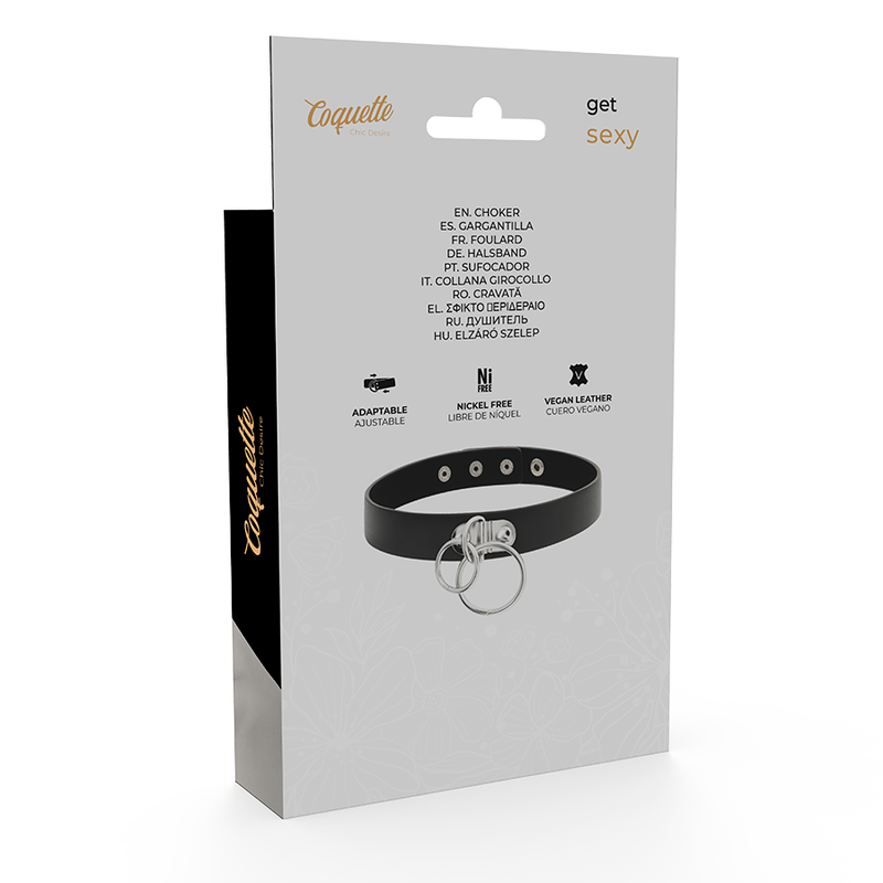 Accessorio sexy girocollo in pelle vegana con doppio anello di Coquette Chic Desire, immagine 6