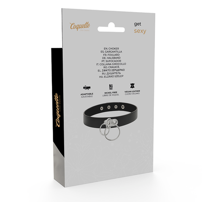 Accessorio sexy girocollo in pelle vegana con doppio anello di Coquette Chic Desire, immagine 6