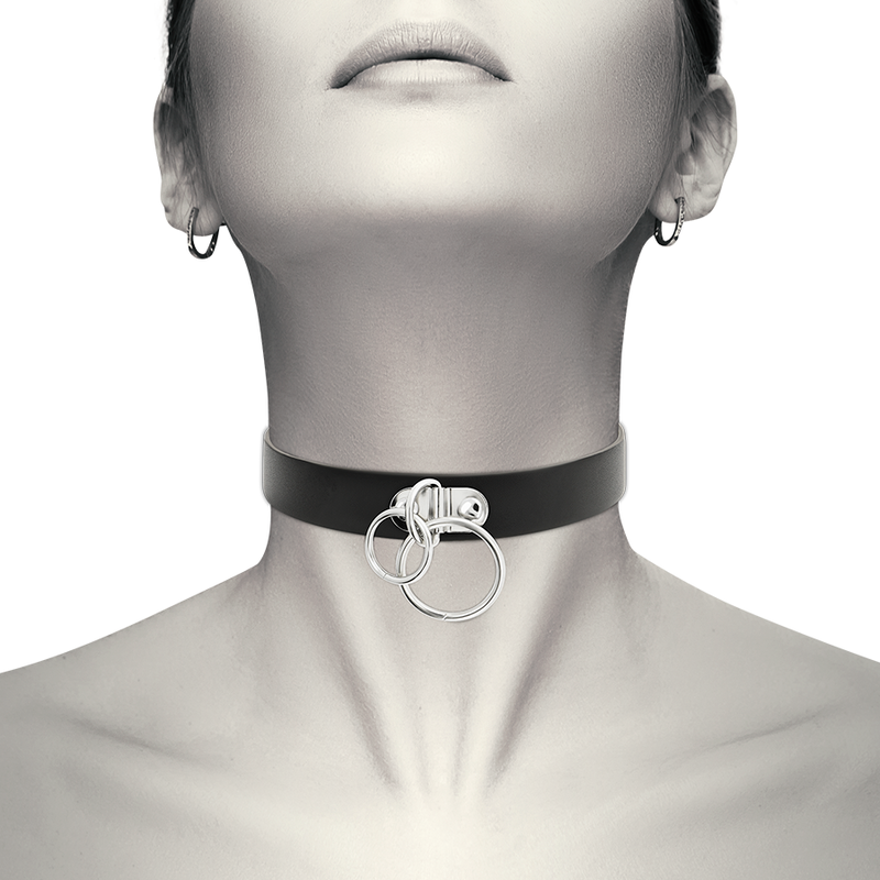 Accessorio sexy girocollo in pelle vegana con doppio anello di Coquette Chic Desire, immagine 2