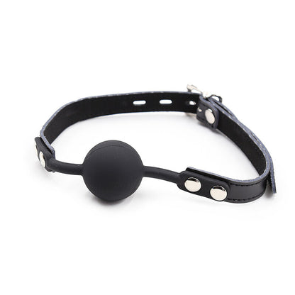Bavaglio ball in silicone con cintura in pelle (lucchetto incluso) di Ohmama Fetish, immagine 3