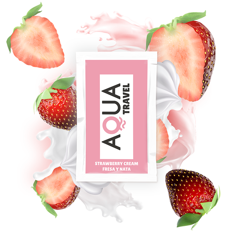 Lubrificante a base acqua gusto crema di fragola 6 ml di Aqua Travel