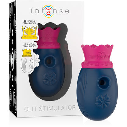 Stimolatore clitorideo 10 modalità di aspirazione e leccatura - blu di Intense