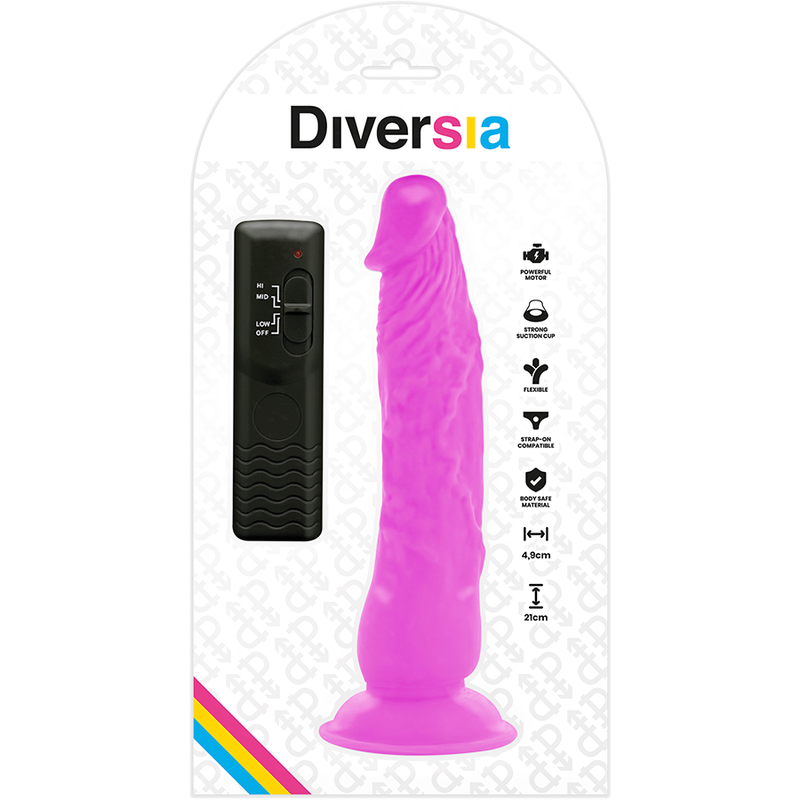 Dildo vibrante flessibile viola 21 cm Ø 4.9 cm di Diversia, immagine 7