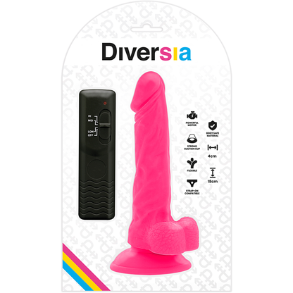 Dildo vibrante flessibile rosa 18 cm Ø 4 cm di Diversia, immagine 7