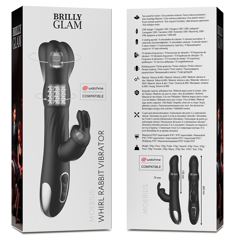 Vibratore rabbit Moebius e rotatore e telecomando watchme di Brilly Glam, immagine 7