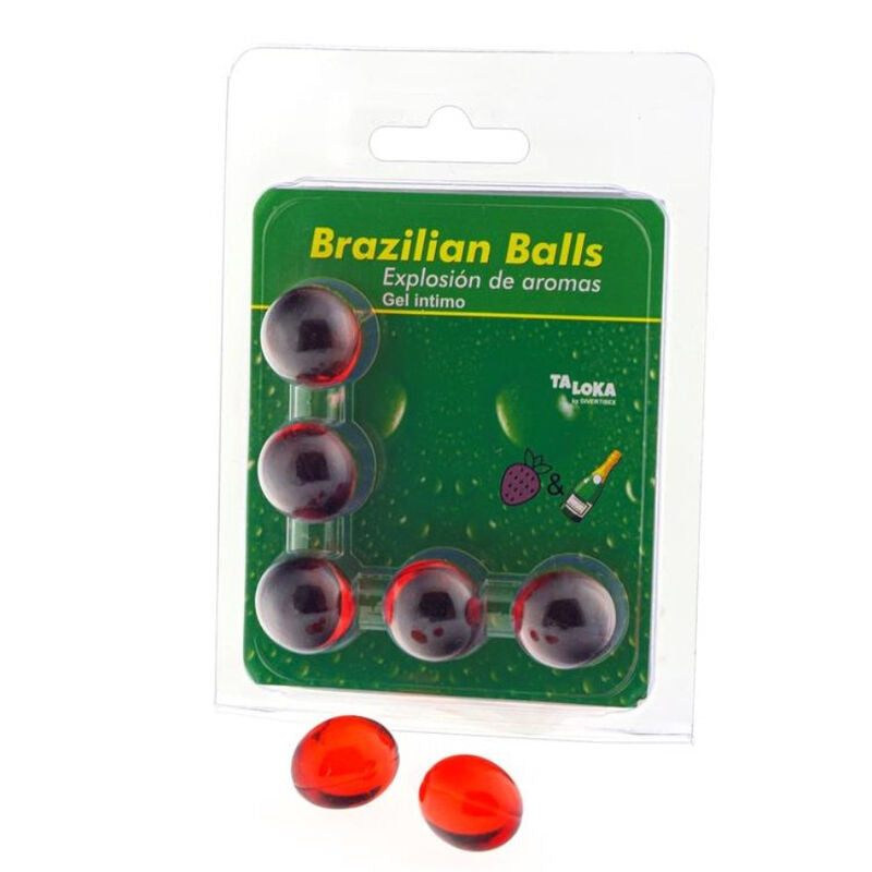 Sfere 5 brasiliane gel intimo fragole e champagne di Taloka, immagine 2