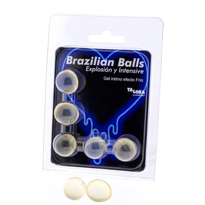 Sfere 5 brasiliane gel emozionante effetto freddo e vibrazione di Taloka, immagine 2