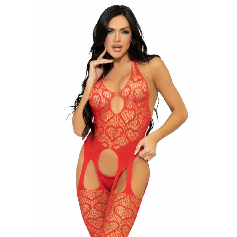 Bodystocking con rete taglia unica - rosso di Leg Avenue