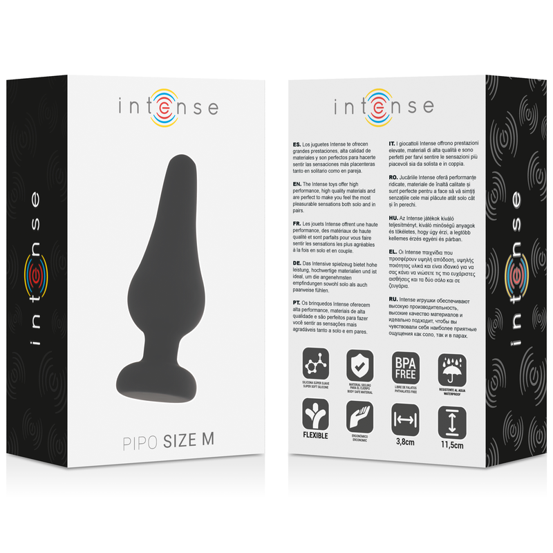 Plug anale Pipo M silicone nero 11 cm di Intense, immagine 4
