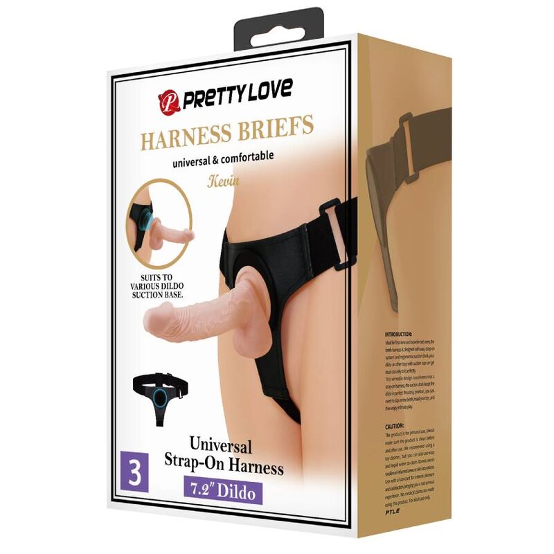 Imbragatura slip universale con dildo Kevin 19 cm naturale di Pretty Love, immagine 9