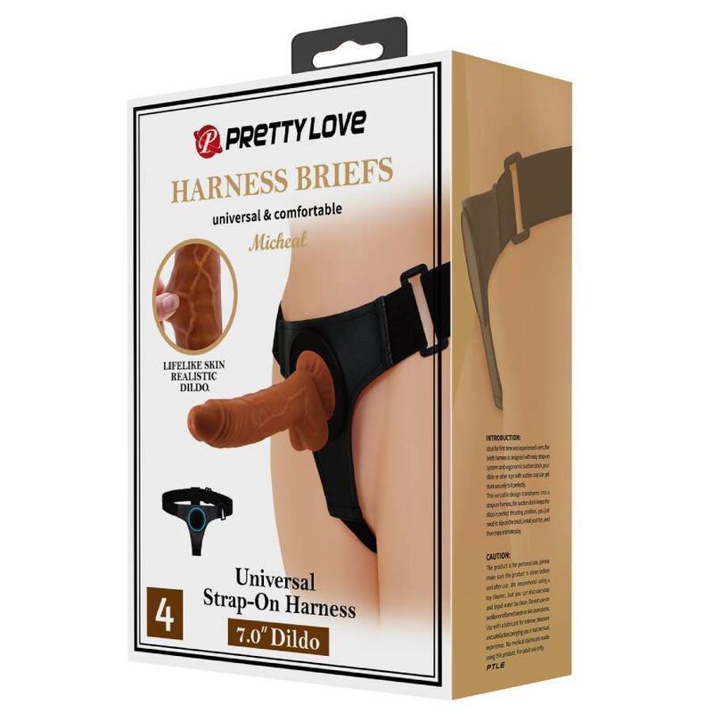 Imbragatura slip universale imbragatura con dildo Micheal 20 cm nero di Pretty Love, immagine 10