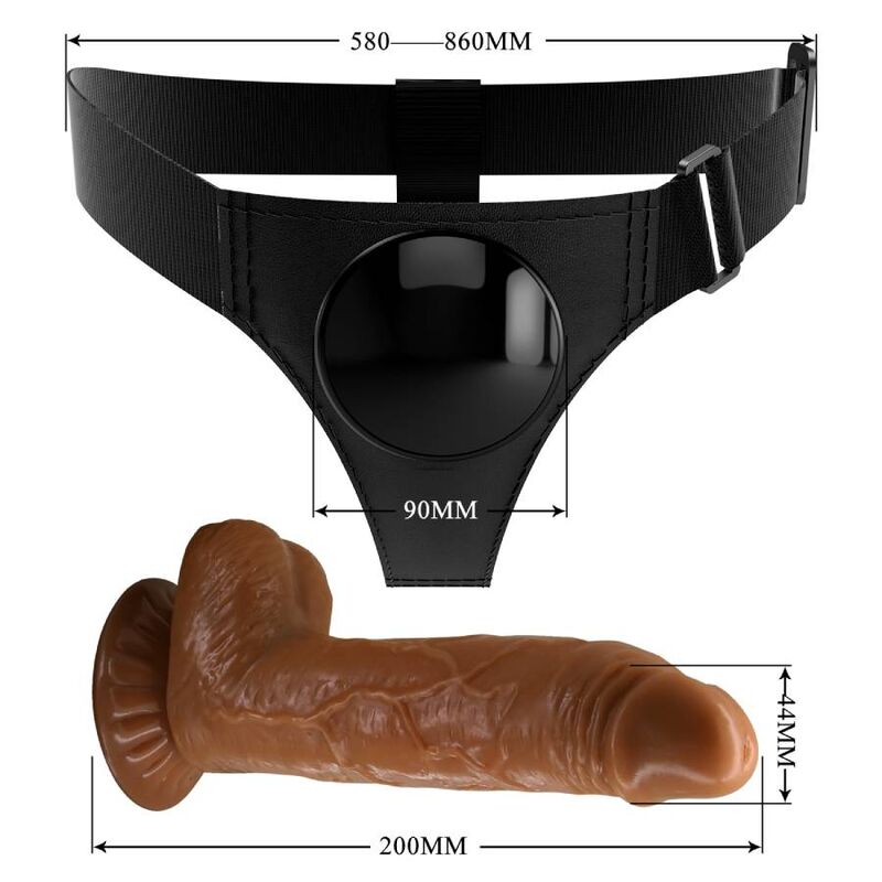 Imbragatura slip universale imbragatura con dildo Micheal 20 cm nero di Pretty Love, immagine 6