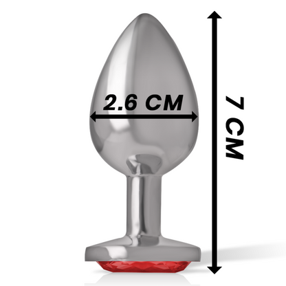 Plug anale in metallo alluminio con cristallo rosso misura S di Intense, immagine 4