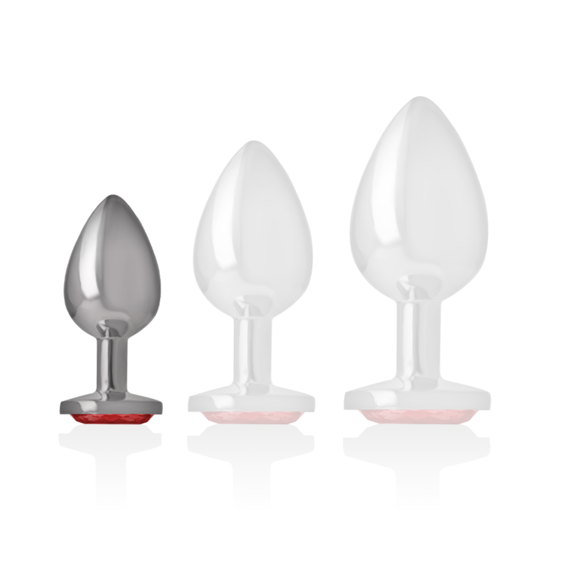 Plug anale in metallo alluminio con cristallo rosso misura S di Intense, immagine 5