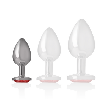 Plug anale in metallo alluminio con cristallo rosso misura S di Intense, immagine 5