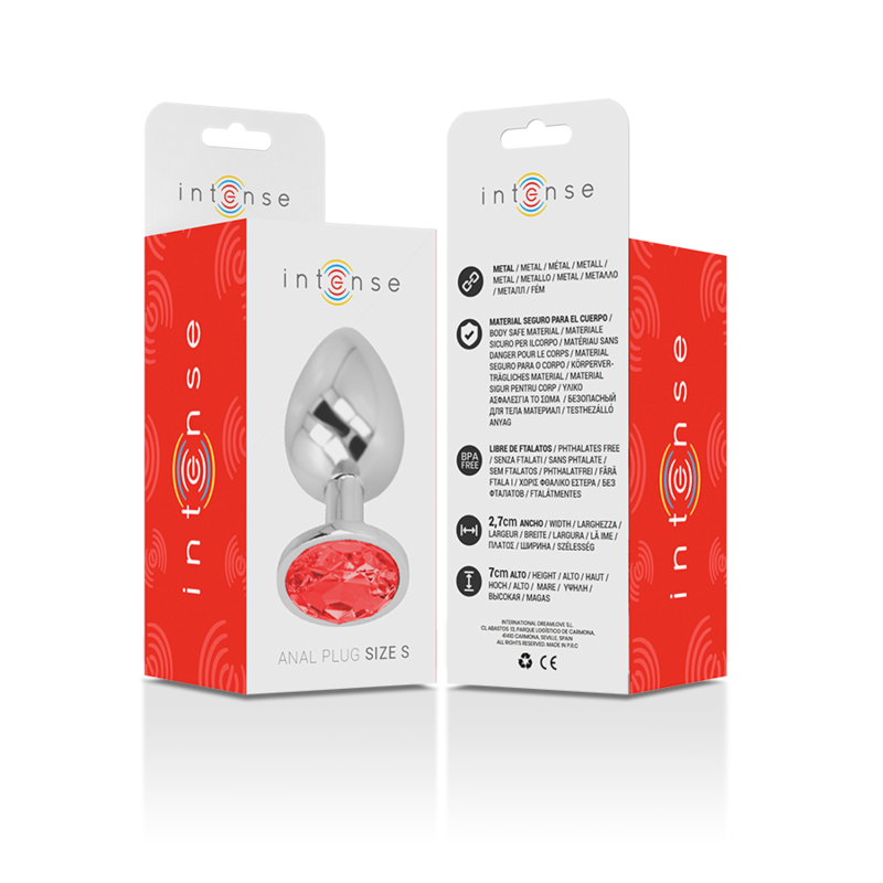 Plug anale in metallo alluminio con cristallo rosso misura S di Intense, immagine 6
