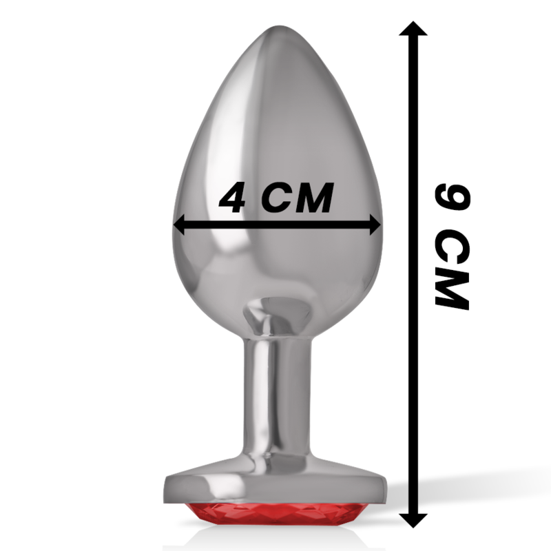 Plug anale in metallo alluminio con cristallo rosso misura L di Intense, immagine 4