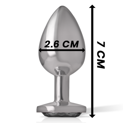 Plug anale in metallo alluminio con cristallo nero taglia S di Intense, immagine 4