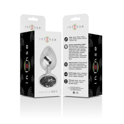 Plug anale in metallo alluminio con cristallo nero taglia S di Intense, immagine 6