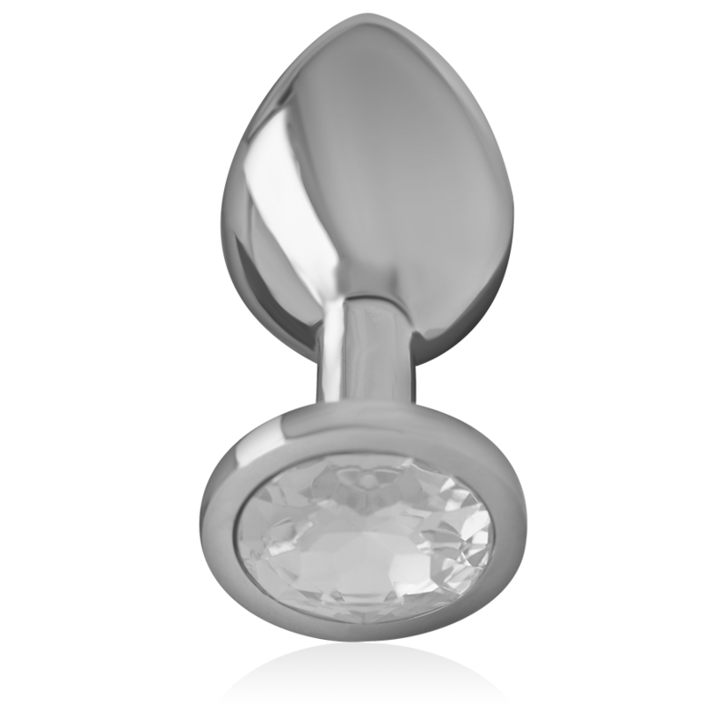 Plug anale in metallo alluminio con cristallo argento misura L di Intense, immagine 2
