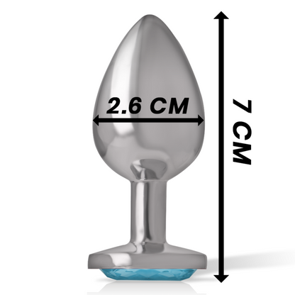 Plug anale in metallo alluminio con cristallo blu taglia S di Intense, immagine 4