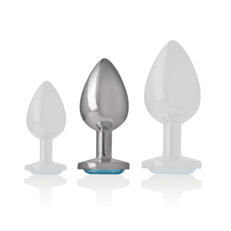 Plug anale in metallo alluminio con vetro blu taglia M di Intense, immagine 5