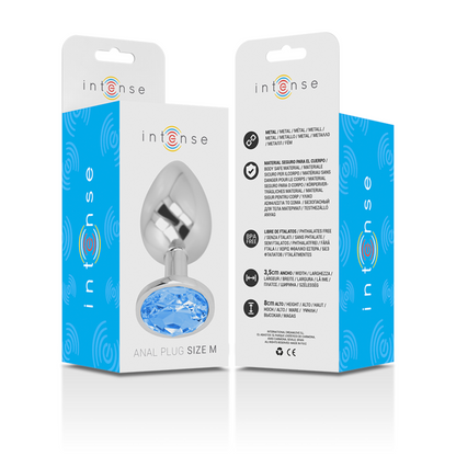 Plug anale in metallo alluminio con vetro blu taglia M di Intense, immagine 6