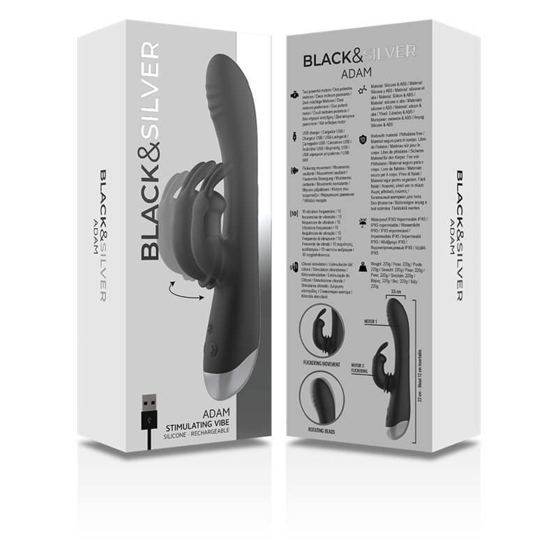 Stimolatore Dj. coniglio in silicone ricaricabile Adam nero di Black&silver, immagine 10