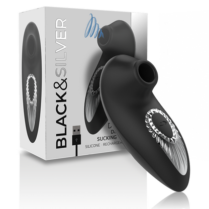 Succhia clitoride Drake deluxe Sucking vibe ricaricabile in silicone nero di Black&silver