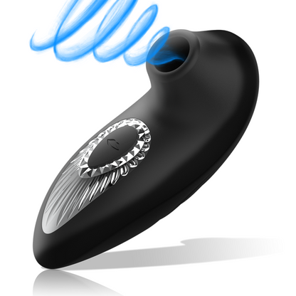 Succhia clitoride Drake deluxe Sucking vibe ricaricabile in silicone nero di Black&silver, immagine 3