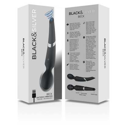 Massaggiatore wand Beck e ventosa 2 in 1 in silicone di Black&silver, immagine 7