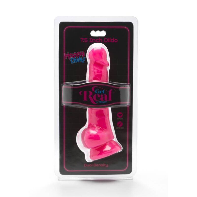 Happy dicks 19 cm con sfere rosa di Get Real, immagine 2
