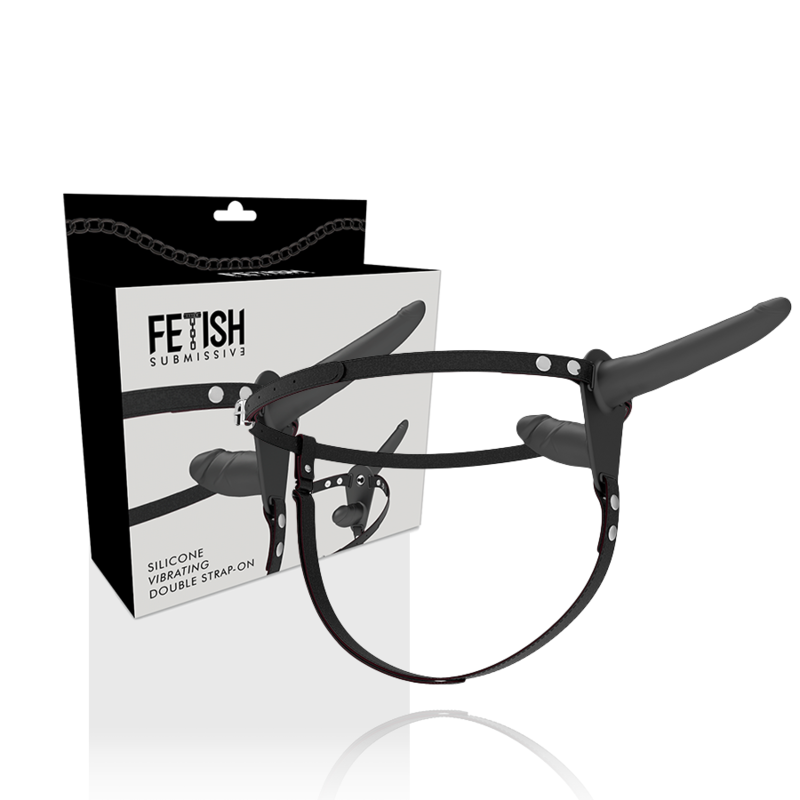 Vibratore nero a doppia penetrazione di Fetish Submissive Harness, immagine 2