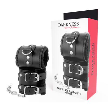 Manette nere regolabili in pelle con fodera di Darkness