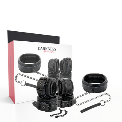 Manette e colletto in pelle nera di Darkness