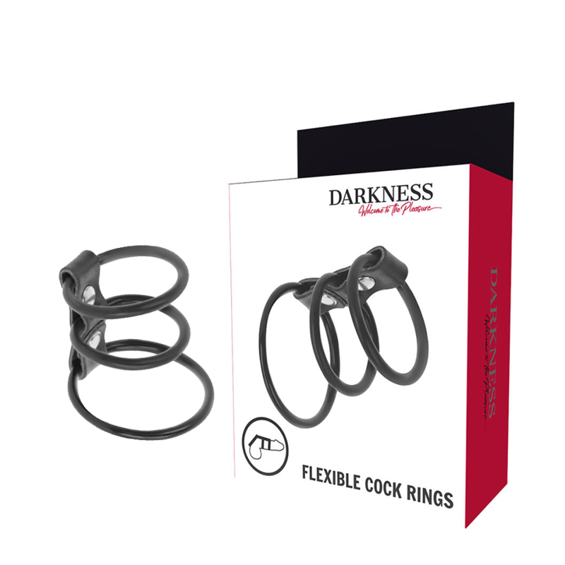 Set di 3 anelli per pene flessibili di Darkness