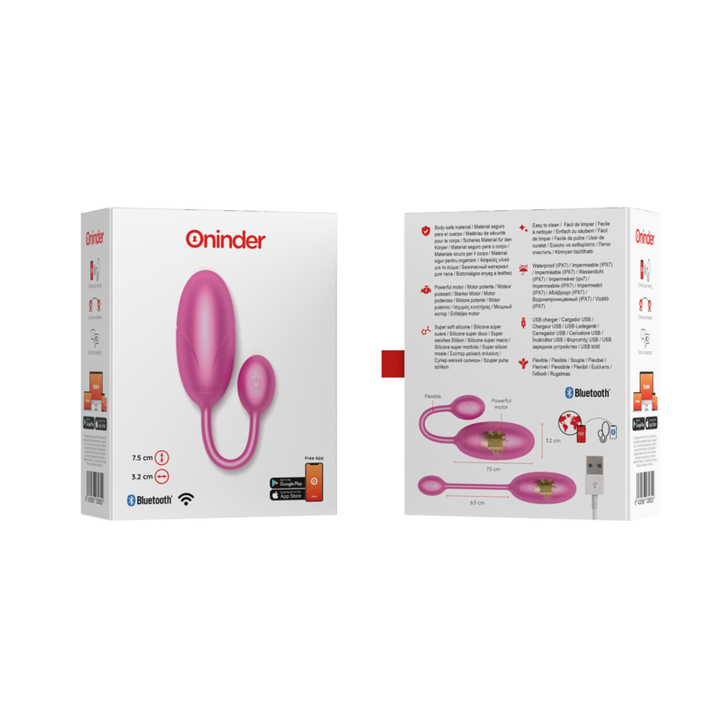 Uovo vibrante Tokyo rosa 7,5 x 3,2 cm APP gratuita di Oninder, immagine 8