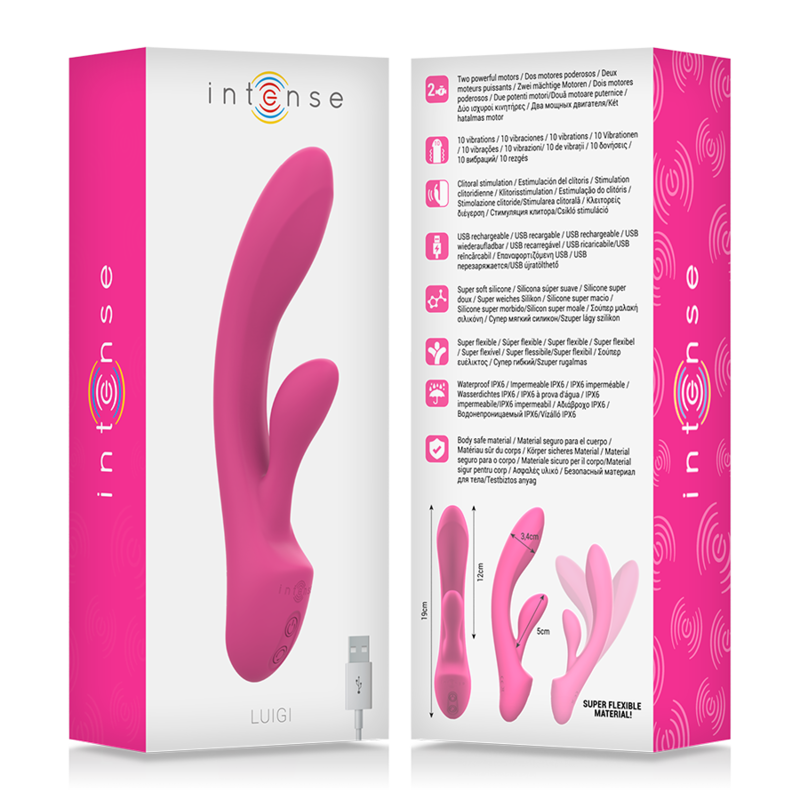 Vibratore Luigi rabbit silicone liquido rosa di Intense, immagine 7