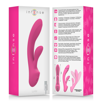 Vibratore Luigi rabbit silicone liquido rosa di Intense, immagine 7