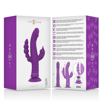 Vibratore in silicone Casanova rabbit triplo motore viola di Intense, immagine 6