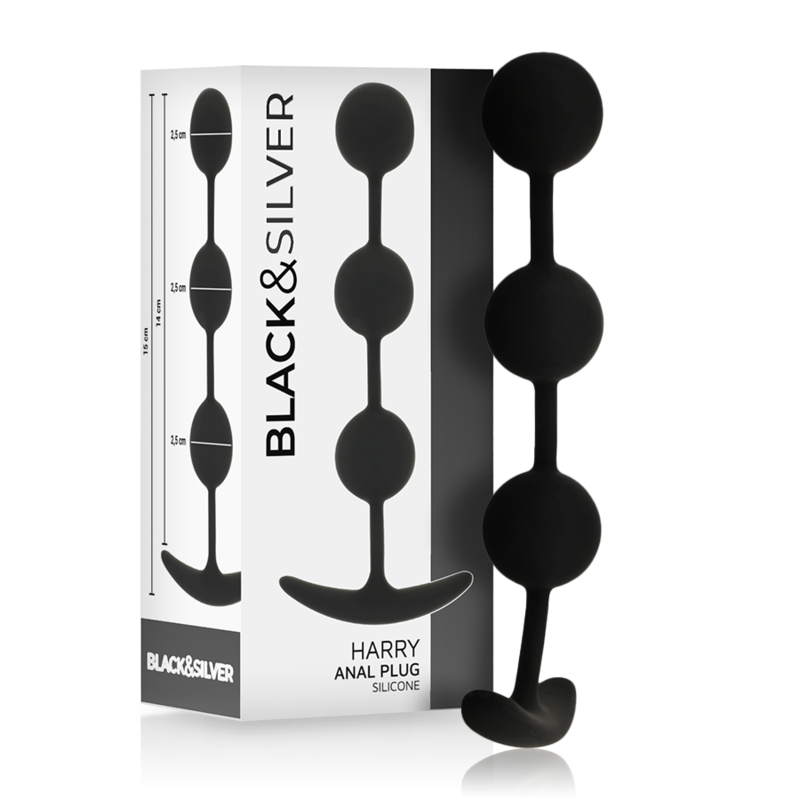Sex toy anale Rosario Harry 3 sfere in silicone 14 cm di Black&silver