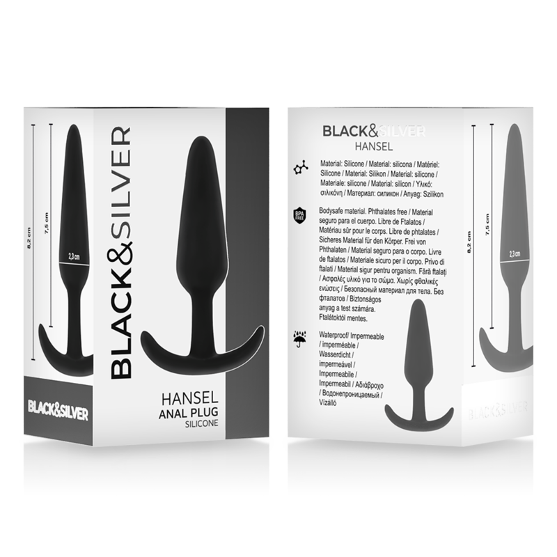 Plug anale in silicone Hansel con maniglia piccolo di Black&silver, immagine 5