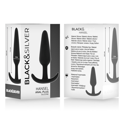 Plug anale in silicone Hansel con maniglia piccolo di Black&silver, immagine 5