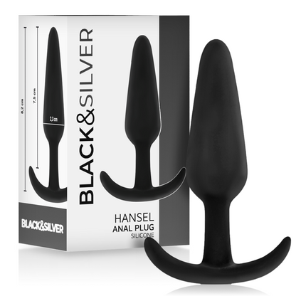 Plug anale in silicone Hansel con maniglia piccolo di Black&silver